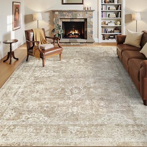 Madane Washable 6x9 Area Rugs for Living Room,Soft Neutral Rug Beige/Brown - Image 2