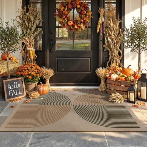 Lahome Modern Rainbow Easy Jute 3x5 Patio Rug, Washable Rugs for Entryway Farmhouse Non Slip Indoor Door Mat, Contemporary Throw Carpet for Entry Mudroom Porch Decor - Image 2