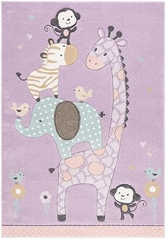 SAFAVIEH Carousel Kids 100 Collection Area Rug - 3'3" x 5'3", Purple, Transitional Design, Stain Resistant, Ideal for High Traffic Areas in Living Room, Bedroom & Dining Room (CRK120V-3) by Unknown