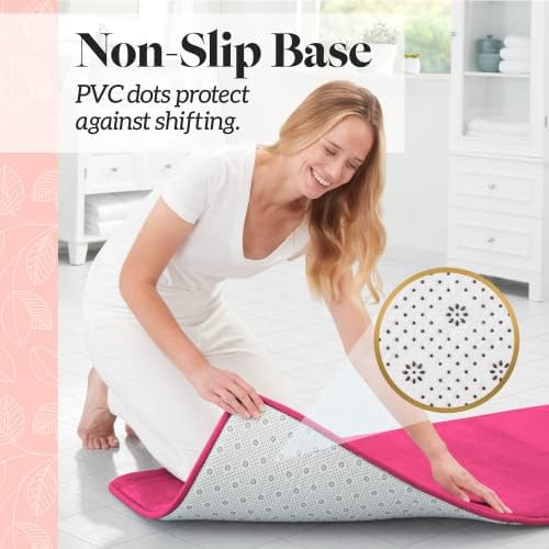 Memory Foam Bath Mat Non Slip Absorbent Super Cozy Velvet Bathroom Rug Carpet (20 inches X 32 inches, Fuschia) - Image 6