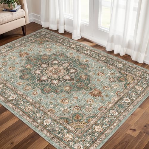 3x5 Living Room Area Rug: Vintage Floral Washable Non-Slip Rug for Bathroom - Image 3