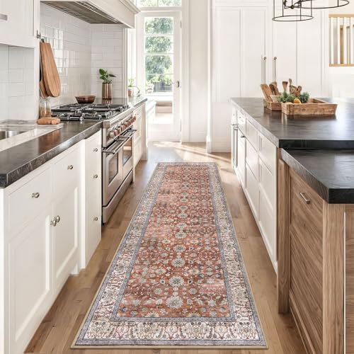 KUTA Vintage Washable Runner Rug 2.6x8 Red Clay Runners for Hallways - Image 3