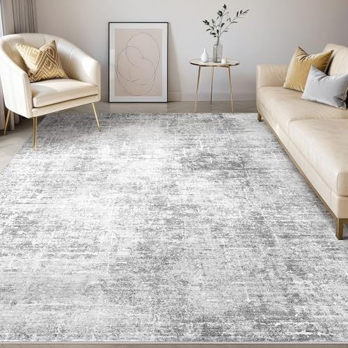 kakania Abstract 7x9 Area Rugs for Living Room: Washable Rugs Grey White by kakania