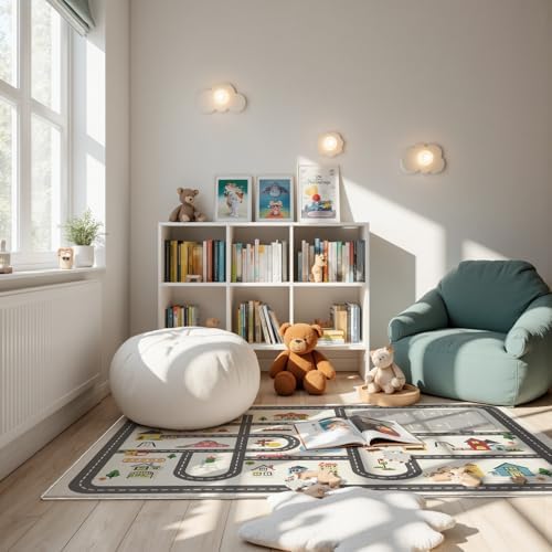 Nayoroom Kids Town Road Playroom Rug, Faux Wool Car Map, Non-Slip, 3 x 5 ft - Image 2