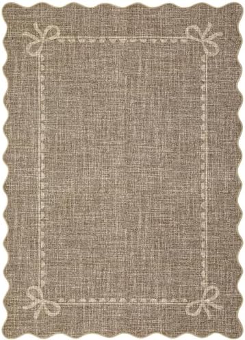 GarveeHome Scalloped Bow Rug 3x5 Washable Brown Rug for Bedroom Living Room - Image 4