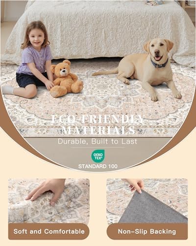 Madane Washable Runner Rug 2x6 Runners for Hallways Non Slip, Pink/Gray - Image 6