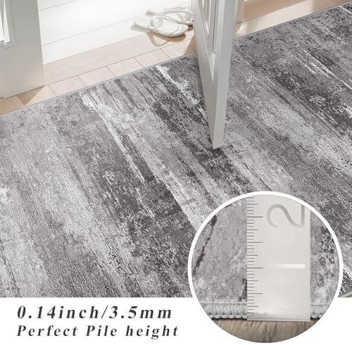 Hallway Runner Rug 2x8 Washable: Kitchen Entryway Carpet with Non Slip Backing Indoor Ultra-Soft Foldable Rugs for Laundry Bedroom Modern Abstract Floor Mat for Bathroom 2x8 Black - Image 7