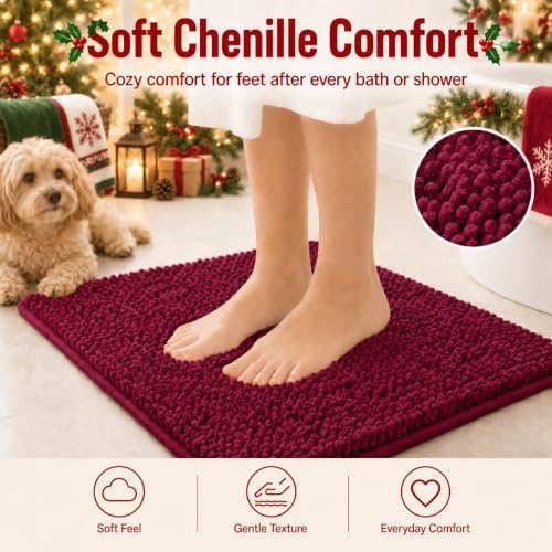 RUN HELIX Bathroom Rugs Sets 2 Piece, Luxury Shaggy Extra Thick Bathroom Rugs, Plush Non-Slip Mats for Bath Room Floor, Machine Wash, Ultra Absorbent, 32 x 20 + 24 x 16 Inches, Burgundy - Image 4