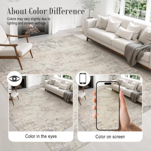 Round Area Rug Living Room: 6 ft Modern Washable Indoor Carpet - Image 6