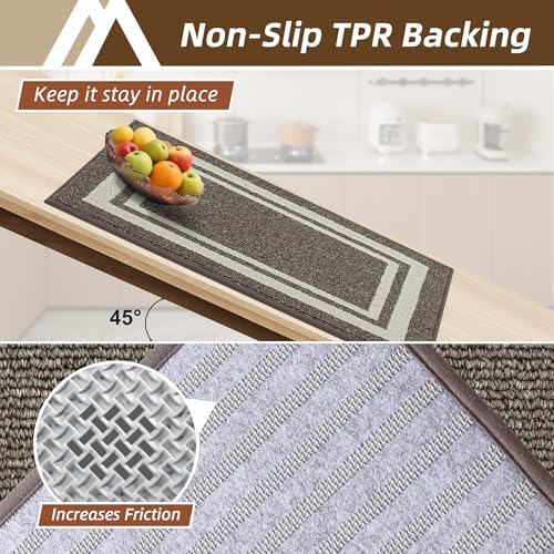 COSY HOMEER Kitchen Rugs Sets of 2 Non-Slip Washable,24"x35"+24"x60" - Image 4