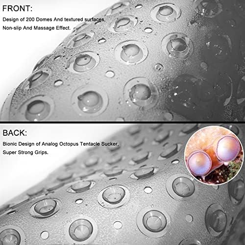 TEESHLY Bathtub Mats for Shower Tub, Extra Long Non-Slip 39 x 16 Inch Bath Mat with Drain Holes and Suction Cups, BathMat for Bathroom with Machine Washable (Clear Grey) - Image 3