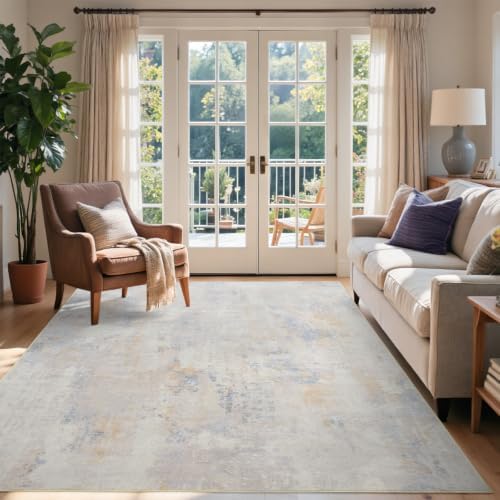 5x7 Ft Abstract Washable Area Rugs for Living Room Cream - Image 2
