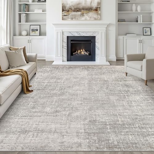 LOONGRUG 7x10 Area Rug Washable Neutral Modern Living Room Rug Brown Gray by LOONGRUG