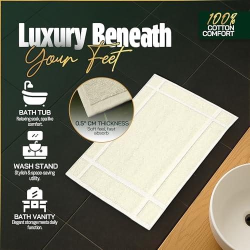 Pearl Linens 6 Pack Cotton Bath Mats for Bathroom, 20" X 30", Ivory - Image 6