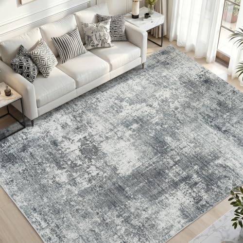 Stiio 8x10 Area Rugs for Living Room, Washable Grey Large Rug by Stiio