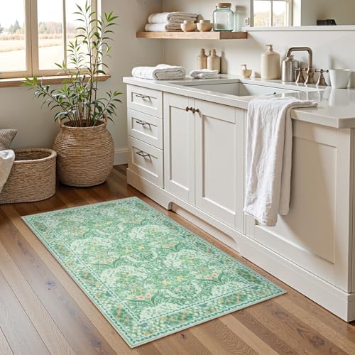 Lahome Sage Bathroom Rugs for Entryway, 2x3 Green Kitchen Rugs Non Slip - Image 2