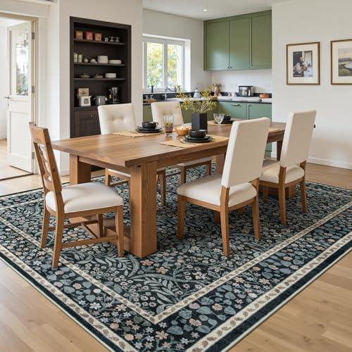Lofus Black Boho Floral Rug 8x10, Washable Large Living Room Area Rugs - Image 3
