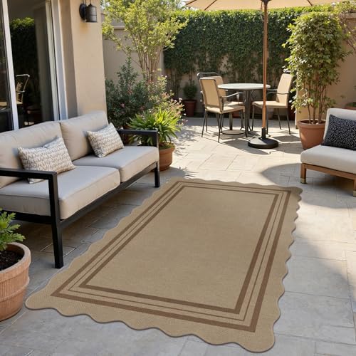 Modern Easy Jute 4x6 Outdoor Patio Rug, Washable Indoor Brown Kitchen Rugs Farmhouse Neutral Non Slip Area Rug for Living Room Backyard Bedroom - Image 3