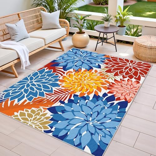 Outdoor Rug Waterproof, Washable Patio Rug for Deck, 9x12, Multicolored - Image 3