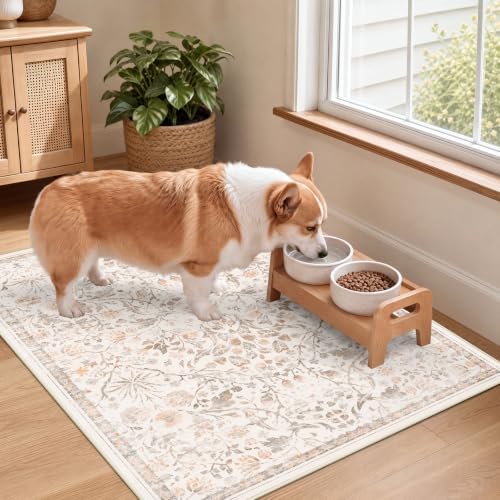 SameBed Washable 2x3 Entryway Area Rug, Vintage Kitchen Rug Cream Beige - Image 4