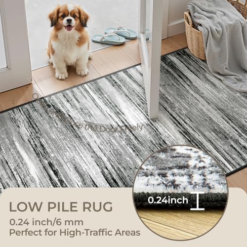 2x12 Runner Rug Non Slip,Washable Hallway Runner Rug,Black - Image 6