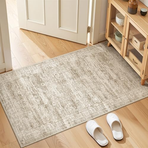 2x4 Rug Runners for Hallways Non Slip,Brown by Restydon