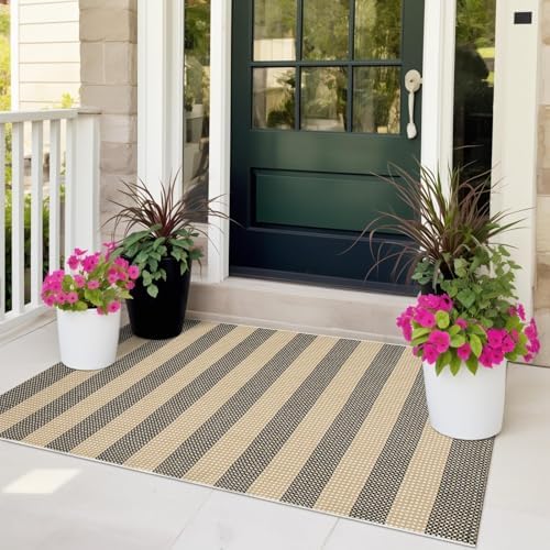 OJIA Tan Washable Outdoor Rugs 3'x5' Front Door Mat Fall Porch Rug Decor - Image 7