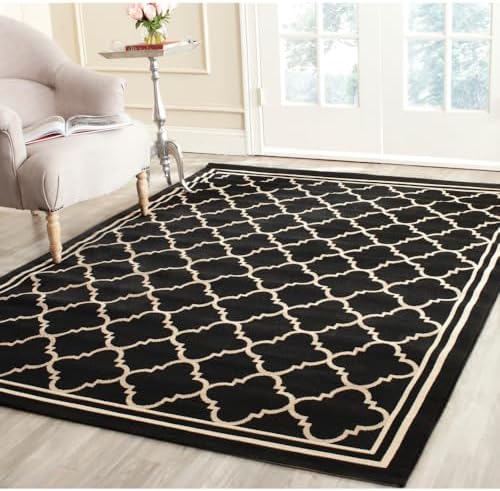 SAFAVIEH Courtyard Outdoor Area Rug 4'x5'7", Black & Beige CY6918-226 by Unknown