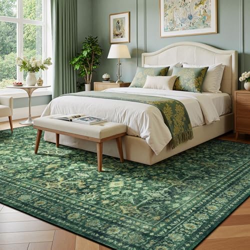 Lessymo Washable Area Rugs 9x12 for Living Room,Soft Non Slip Carpet Green - Image 2