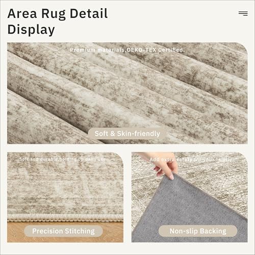 Soalmost Washable Half Circle Round Rug 2x3 Brown, Small Half Moon Area Rug - Image 6