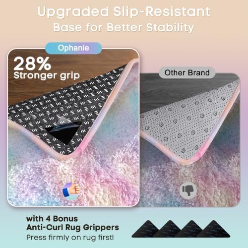 Ophanie Rainbow Rug for Bedroom Girls,Unicorn Colorful Fluffy Soft Cute Fuzzy Area Rugs,Shag Plush Shaggy Bedside Floor 4x6 Furry Carpet for Kids Baby Teen Dorm Decor with Over 99 pcs Pile fibers - Image 4