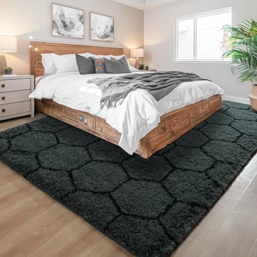 Noahas 4x6 Dark Grey Fluffy Soft Area Rug Non-Slip for Bedroom Living Room - Image 6