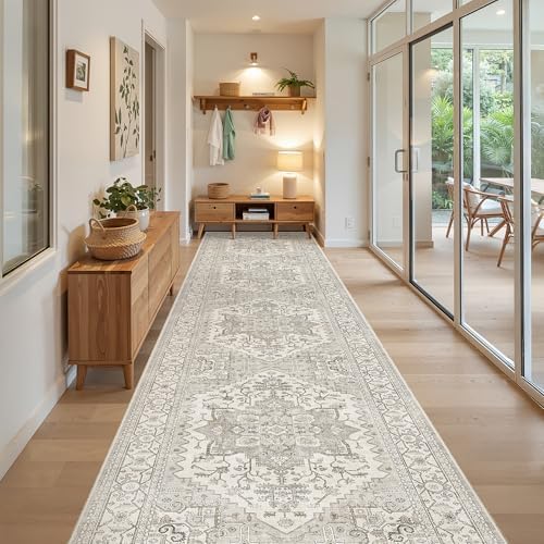 Madane Hallway Runner Rug 3x14 Washable Kitchen Runners Long, Beige/Brown - Image 3