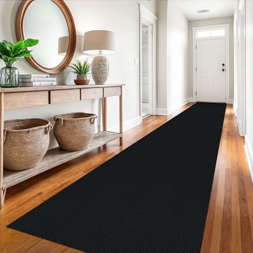 EARTHALL Washable Runner Rug, Non Slip Hall Runner, 3x16 Ft, Black Heather - Image 5