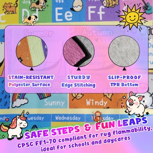 Large Classroom Rug Elementary 9x12, ABC Kids Rugs for Playroom - Image 4