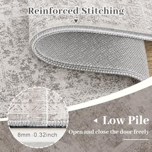 XLUEZ Area Rug 10x14 Living Room Rug, Machine Washable Vintage Distressed Medallion Rug Non-Slip Soft Low Pile Large Indoor Rugs for Bedroom Kitchen Dining Room Office(Grey,10'x14') - Image 7