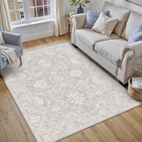 3x4 Blue Cream Neutral Area Rug - Image 3