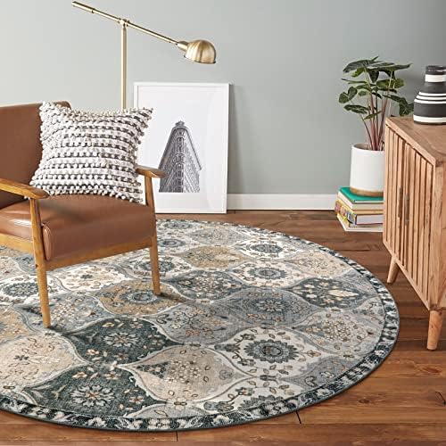 Lahome Moroccan Washable Round Area Rug, Soft Vintage Circle Round Rugs 6ft - Image 5