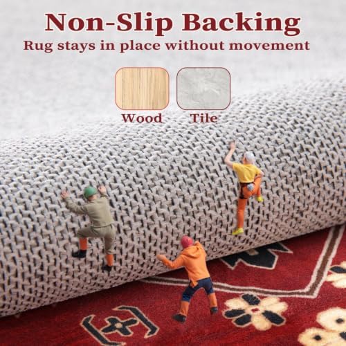 SERISSA 9x12 Washable Non Slip Boho Area Rug for Living Room，Red Black - Image 5