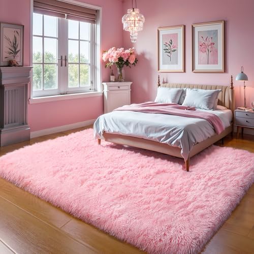 3x5 Thick Pink Fluffy Shag Rug for Girls Bedroom, Plush Carpet - Image 6