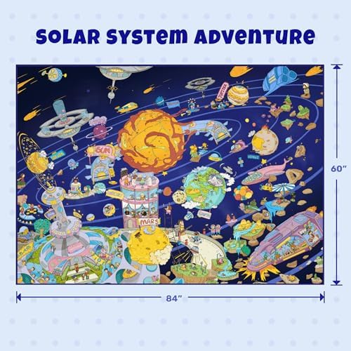 Outer Space Adventure 5x7 Kids Rug – Vibrant Galaxy Scene with Planets, Astronauts, Spaceships & Fun Details – Perfect Playroom or Bedroom Carpet for Learning & Imagination - Image 2