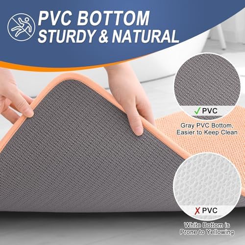 OLANLY Thick Memory Foam Bathroom Rugs 30x20, Absorbent Bath Mat, Peach - Image 4