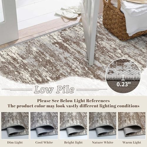 Washable Carpet Runners for Hallway 14ft-Non Slip Floor Runners for Dogs, Abstract Hallway Runner Rug with ‌Silicone Backing, Stain Resistant Rug for Indoor High Traffic,2.6x14,Brown - Image 6
