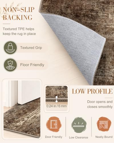 OLANLY 9x12 Washable Area Rug, Soft Non Slip Carpet for Bedroom Living Room - Image 6