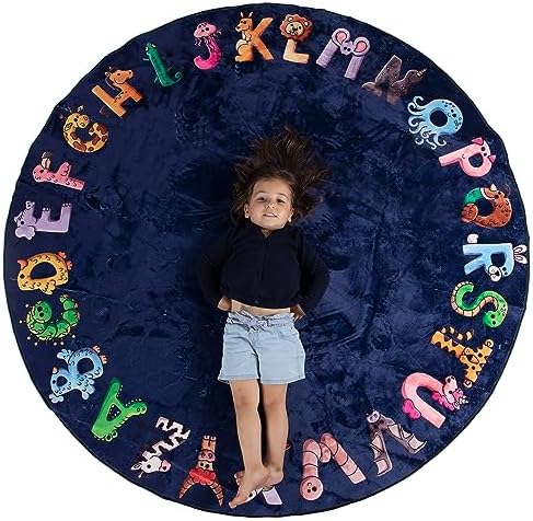 ABC Kids XL 6 ft Alphabet Rug - Nursery & Classroom - Circle Blue by Unknown