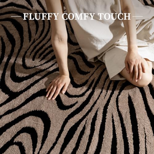 YIHOUSE Zebra Hallway Runner Rugs 2x8: Taupe Bathroom Rug Washable - Image 5
