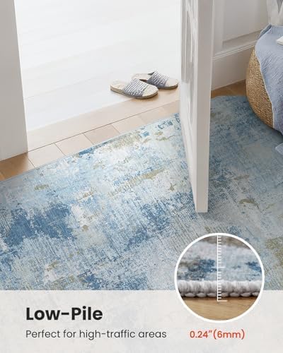 Amada Washable 8'x10' Abstract Area Rug for Living Room Light Blue - Image 7