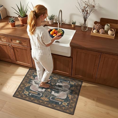 GarveeHome Boho Tiger Entryway Rug 2x3 Vintage Washable Front Door Rug - Image 2