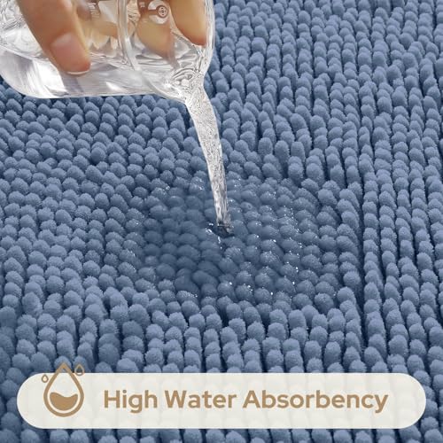 HOMEIDEAS Bathroom Rugs Set of 3, Super Soft Absorbent Chenille Bath Rugs - Image 5