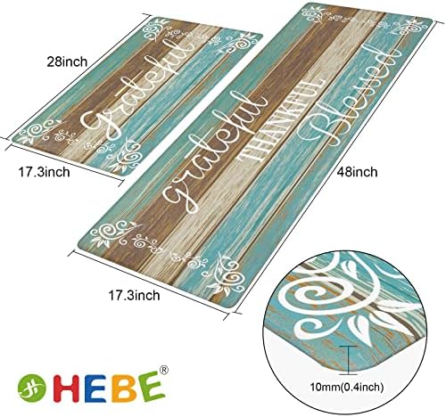 HEBE Anti Fatigue Kitchen Mat Set of 2, Cushioned Kitchen Mats for Floor - Image 2